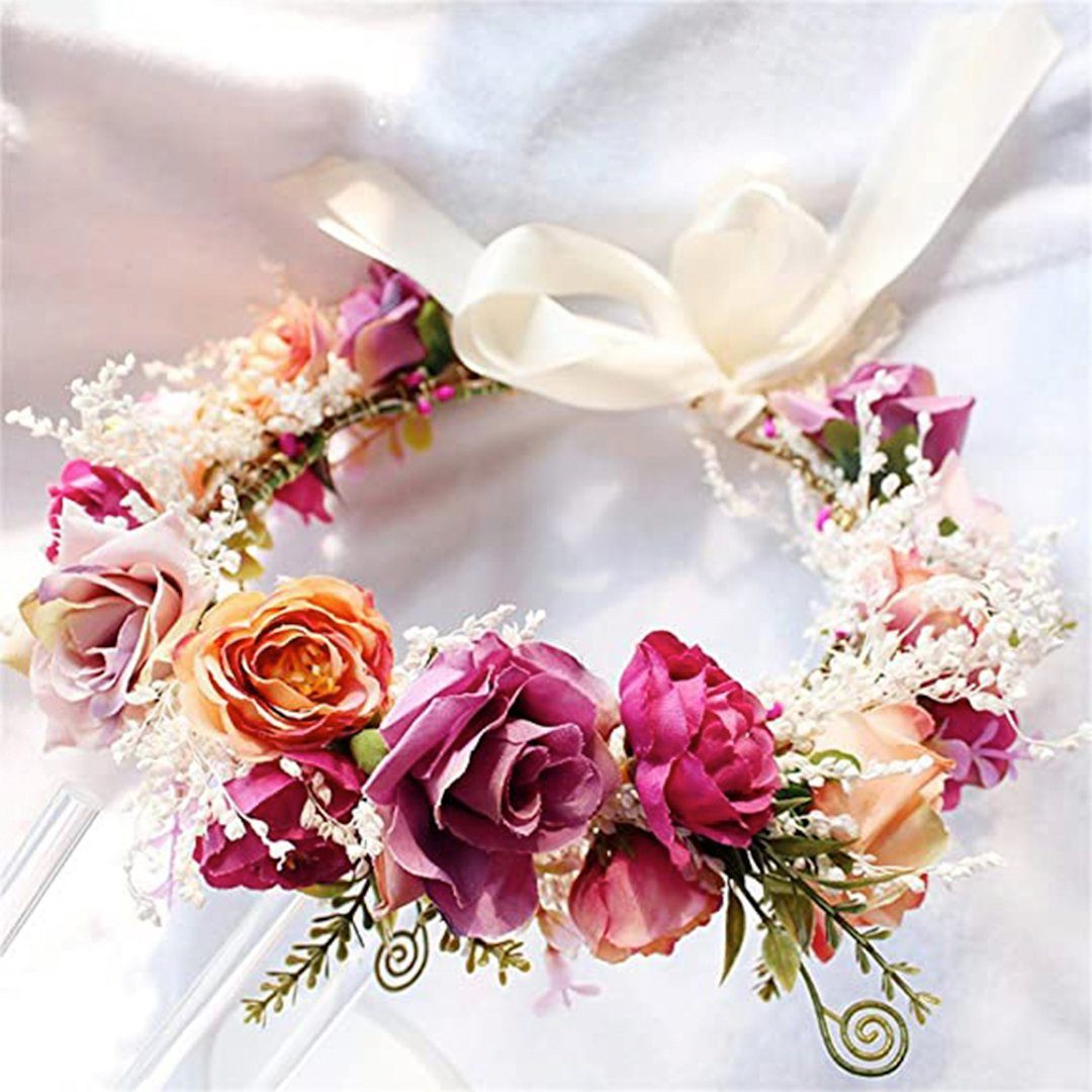 SOTOR Haarband Hochzeit Blumenkranz Krone,Rose Blumenkopf tragen,Photo Requisiten., 1-tlg.