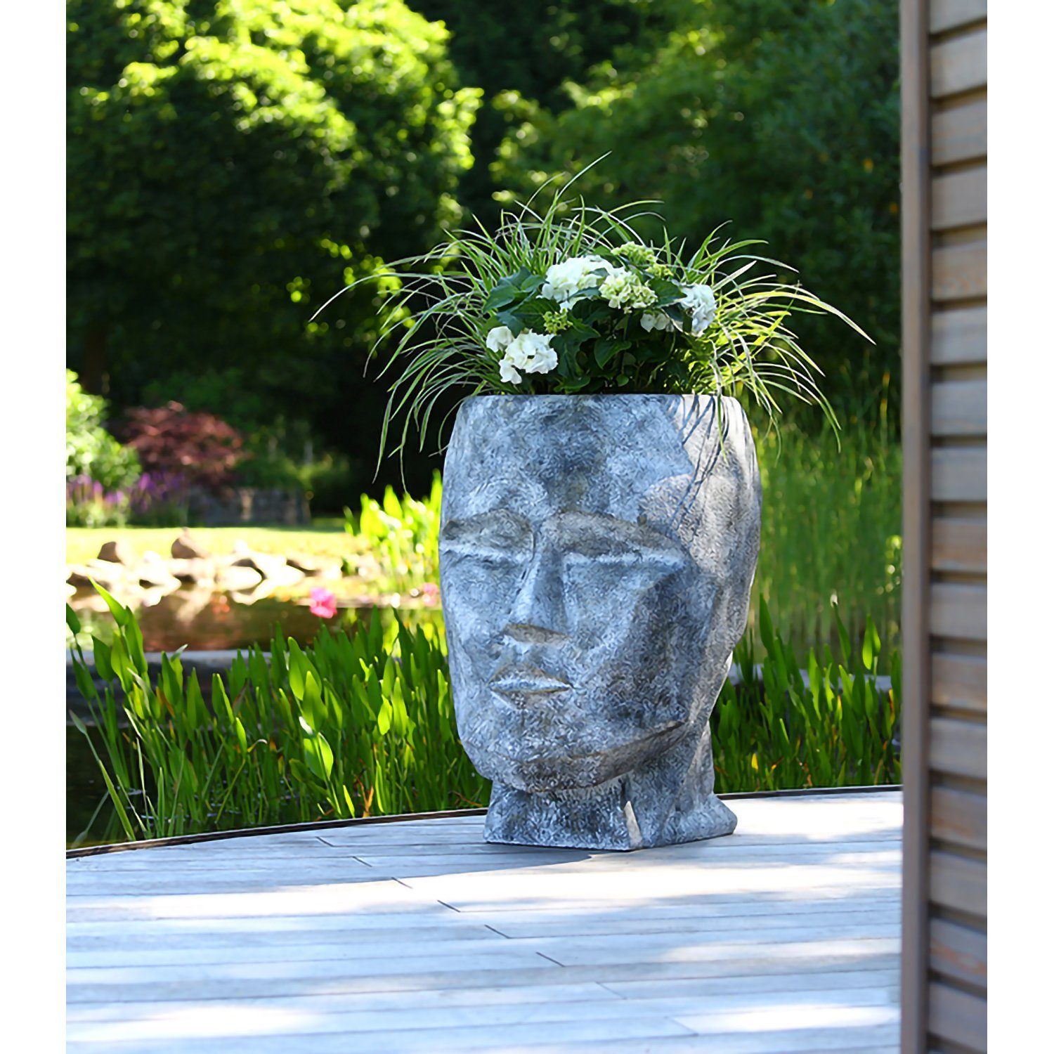 GILDE Blumentopf GILDE Pflanzgefäß Head - grau - H. 71cm x B. 49cm
