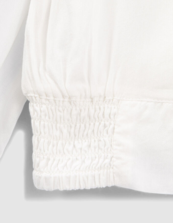 Blouse blanc cassé à plastron dentelle fille