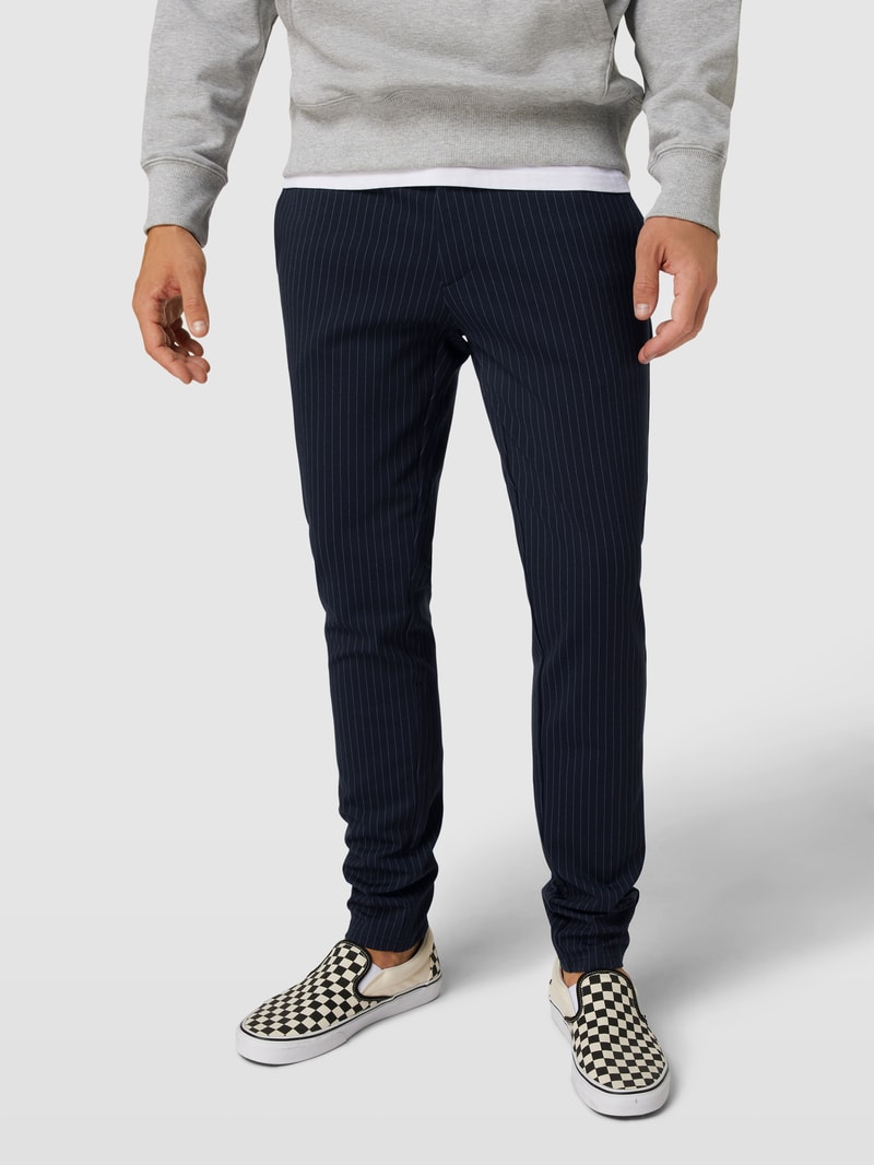 Chino mit Stretch-Anteil Modell 'Mark' in dunkelblau meliert
