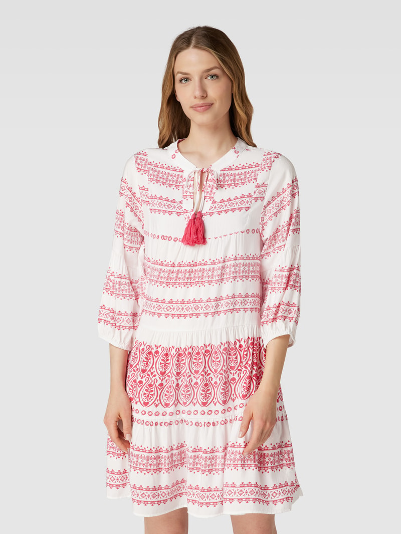 Knielanges Kleid mit Allover-Muster in pink