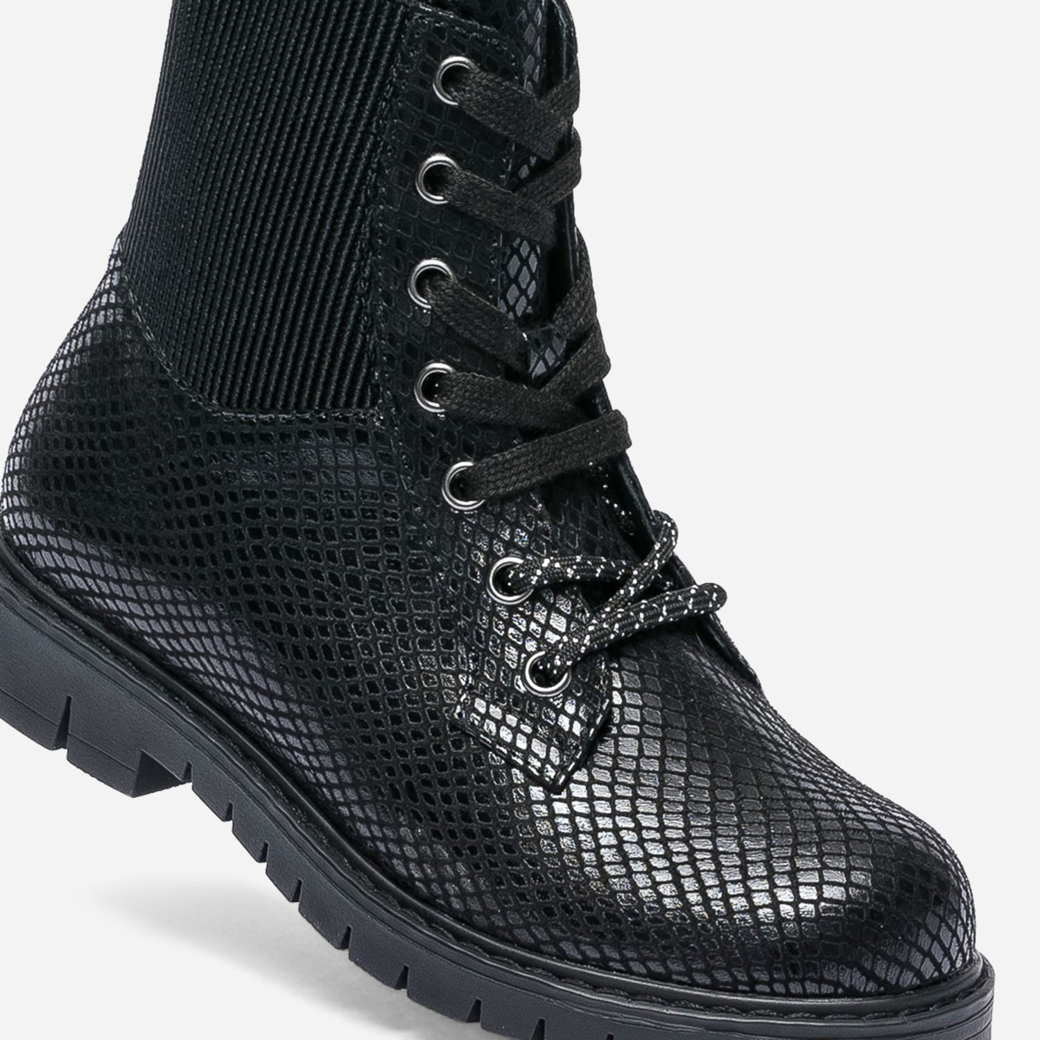 Bottine-chaussette noire à lacet