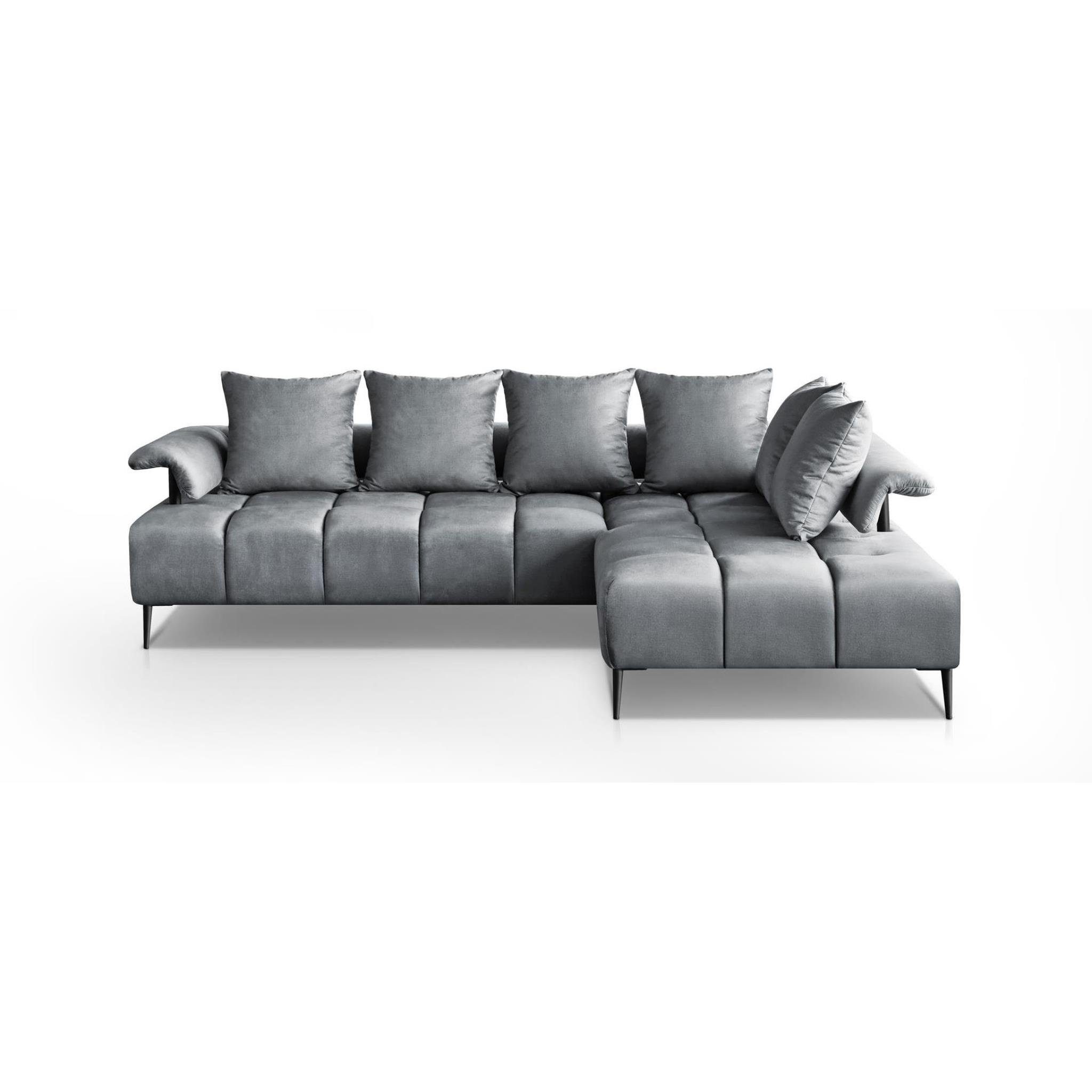 Beautysofa Ecksofa Vanessa, stilvoll Corner Sofa für Wohnzimmer, Wellenfedern, Metallbeine, 260 cm Polsterecke im modernes Design