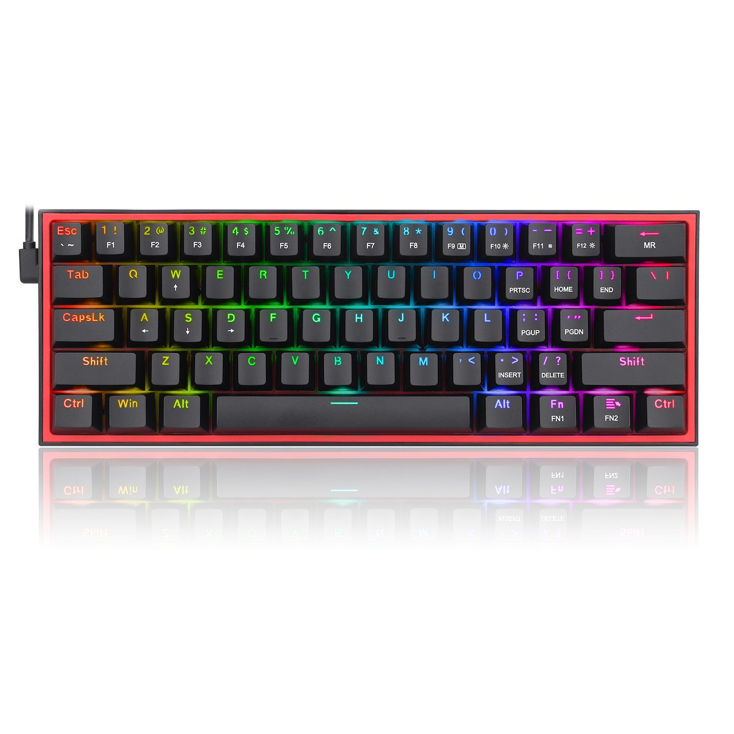 Redragon Redragon K617 RGB Mechanische Gaming-Tastatur mit 61 Tasten Gaming-Tastatur (höhenverstellbar, Pro Software anpassbar)