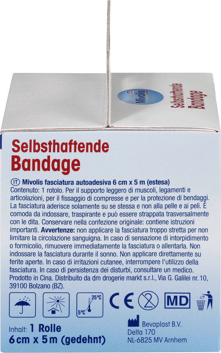 Selbsthaftende Bandage, 6 cm x 5 m (gedehnt), 1 Rolle, 1 St