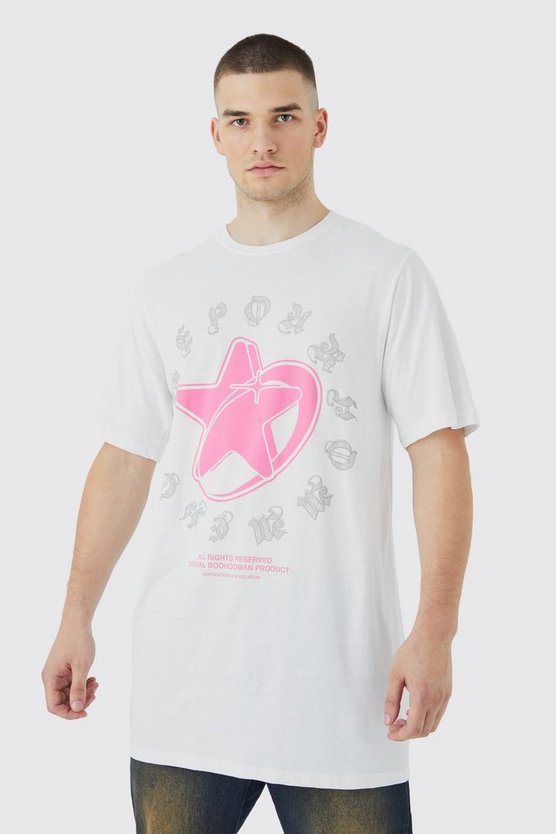 Tall Oversize T-Shirt mit Pour Homme Y2k Stern-Print