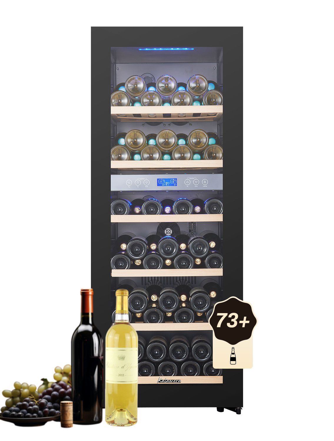 kalamera Weinkühlschrank KRC-200BFG, für 73 Standardflaschen á 0,75l,2 Zonen