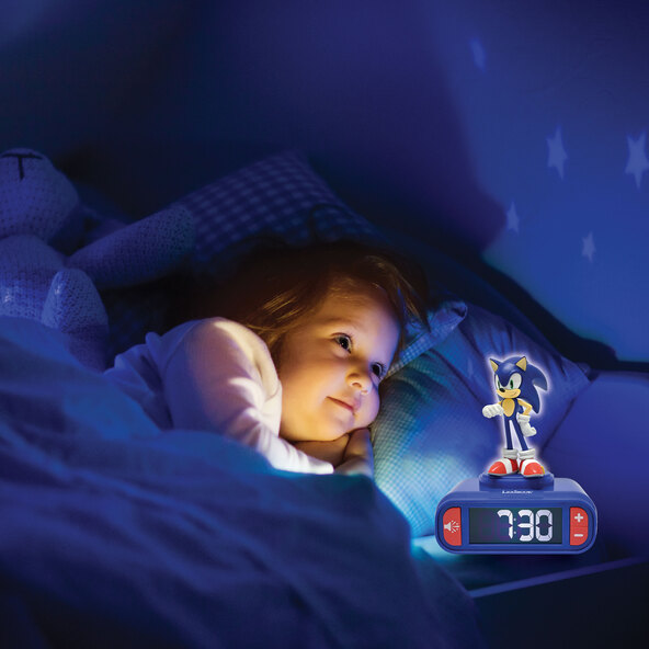 Digitaler Kinder-Wecker Sonic, mit 3D Nachtlicht-Figur
