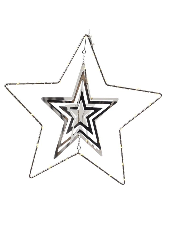 MARELIDA LED Stern 3D Dekohänger Metallstern Weihnachtsstern Timer D: 30cm in silber günstig kaufen onesize