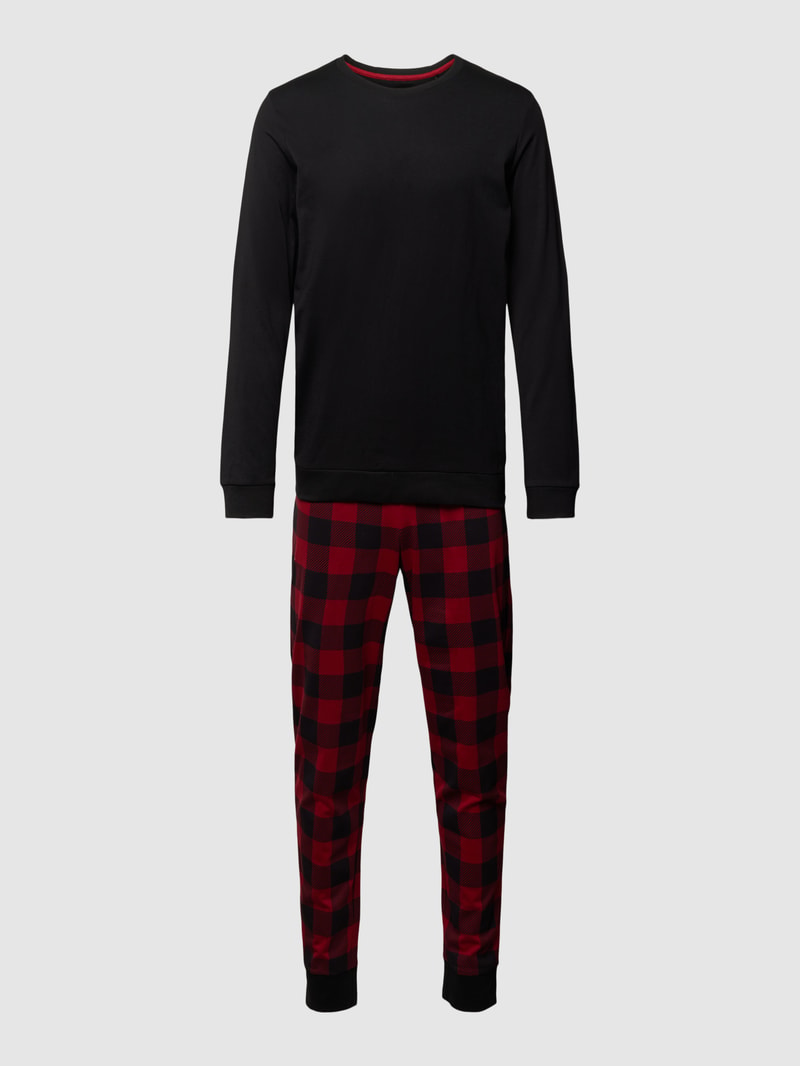 Pyjama mit Karomuster in schwarz
