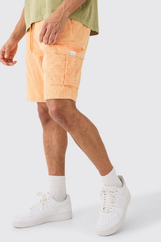 Lockere Cargo-Shorts mit elastischem Bund und Acid-Waschung