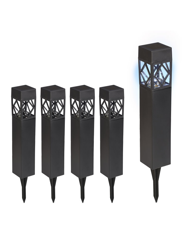 relaxdays 5 x Solarlampe in Schwarz günstig kaufen onesize