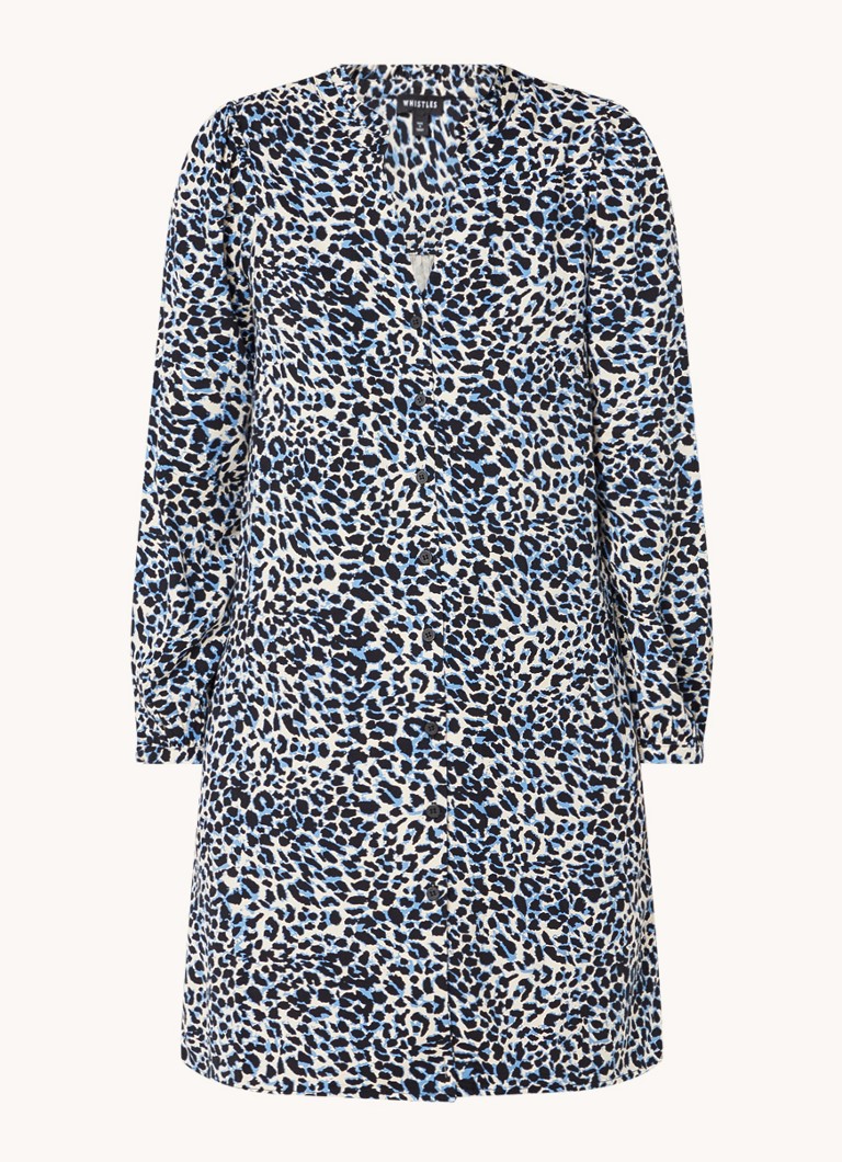 Rochie mini stil bluză Whistles cu imprimeu leopard și buzunare laterale