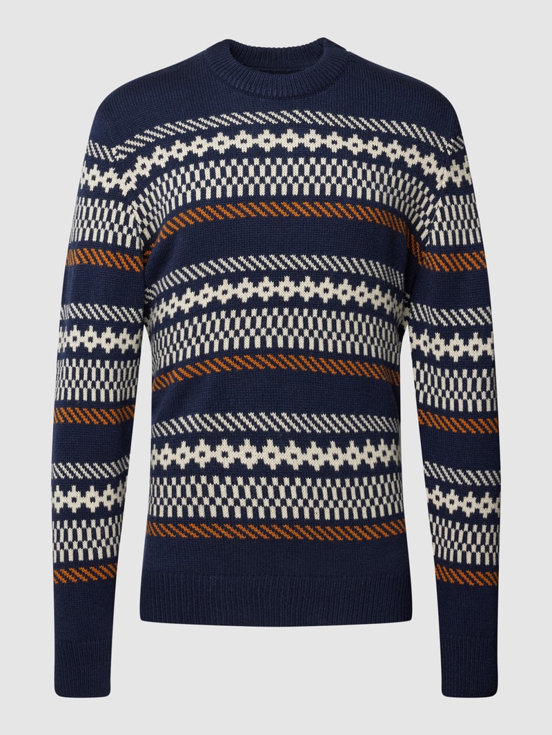 Strickpullover mit Allover-Muster Modell 'FAIRISLE' in marineblau