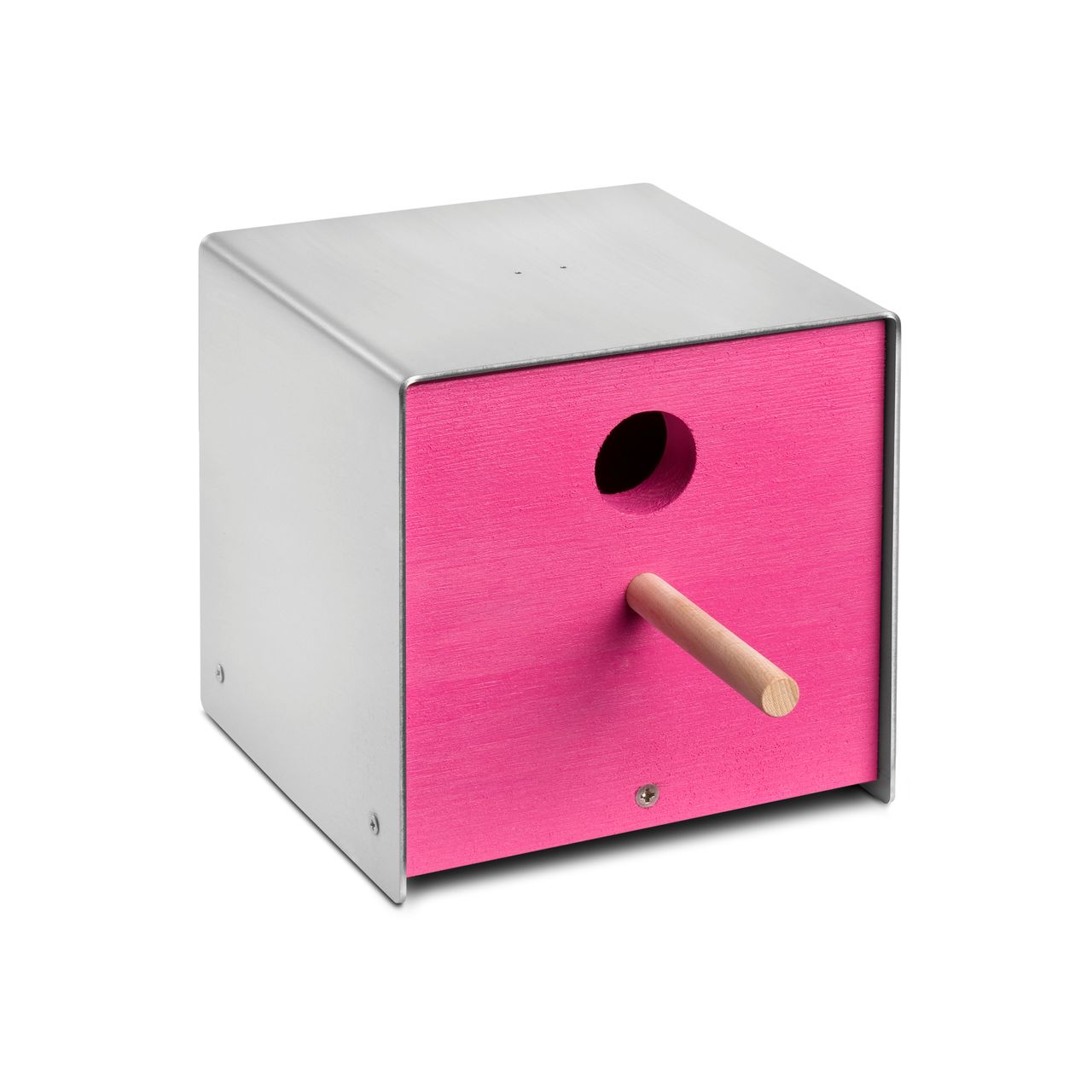 Keilbach Designprodukte Keilbach Nistkasten, Edelstahl, pinke Holzfront