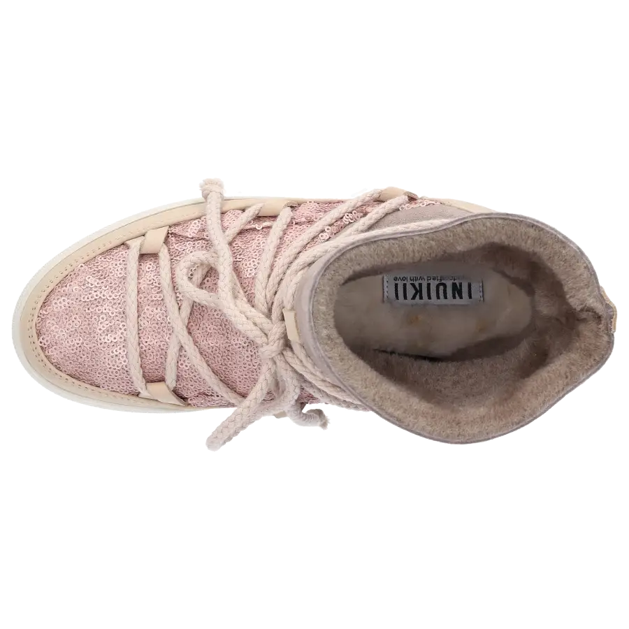 INUIKII - Snowboots 20110 Kalbsleder Pailletten altrosa beige braun - beige