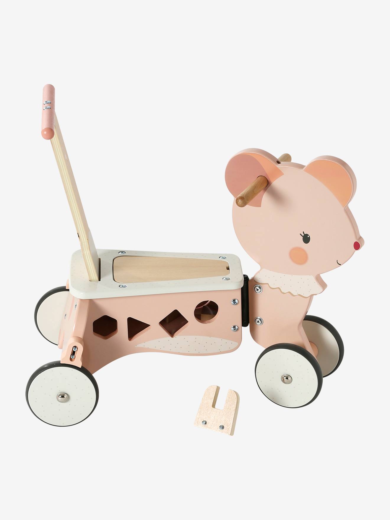 Vertbaudet Baby 2-in-1-Rutschfahrzeug/Lauflernwagen, Holz FSC - rosa