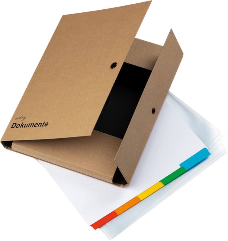 PAGNA Ordnungsmappe 30500-11 Kraftpapier und Pappkarton Schnappverschluss 26 (B) x 3,5 (T) x 34 (H) cm Braun