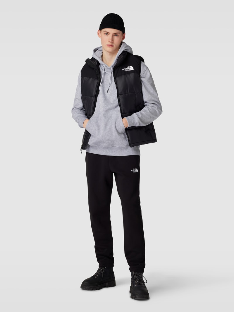 Hoodie mit Label-Stitching in hellgrau meliert