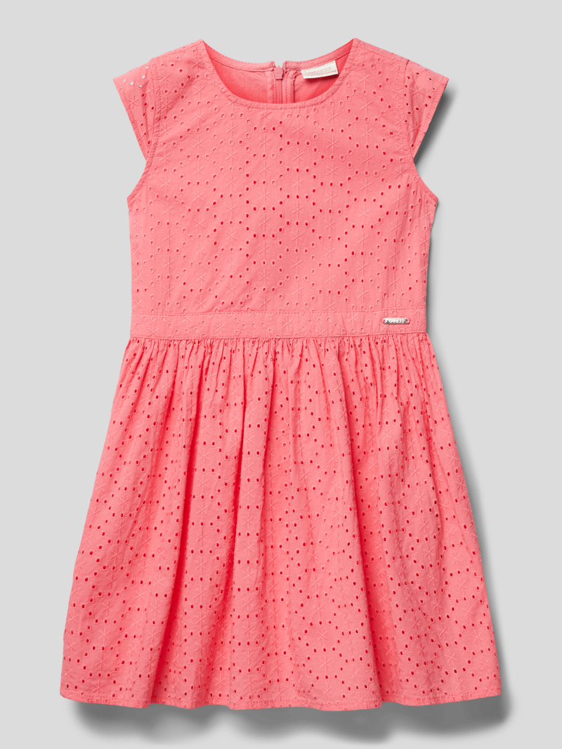 Kleid mit Lochmuster Modell 'SANGALLO' in pink