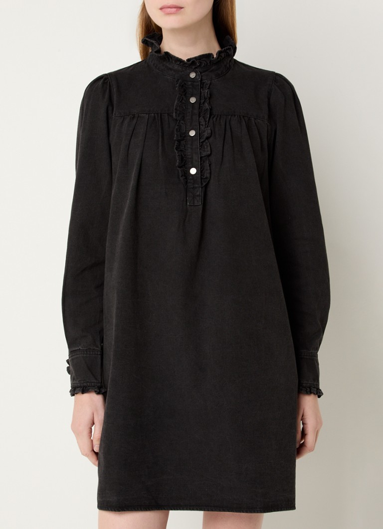 Vestido corto tipo túnica de mezclilla negra Ava Neo