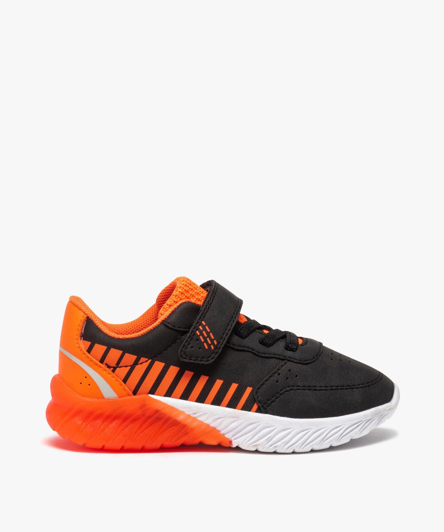 Baskets Garçon running bicolores à lacets et scratch noir | GEMO