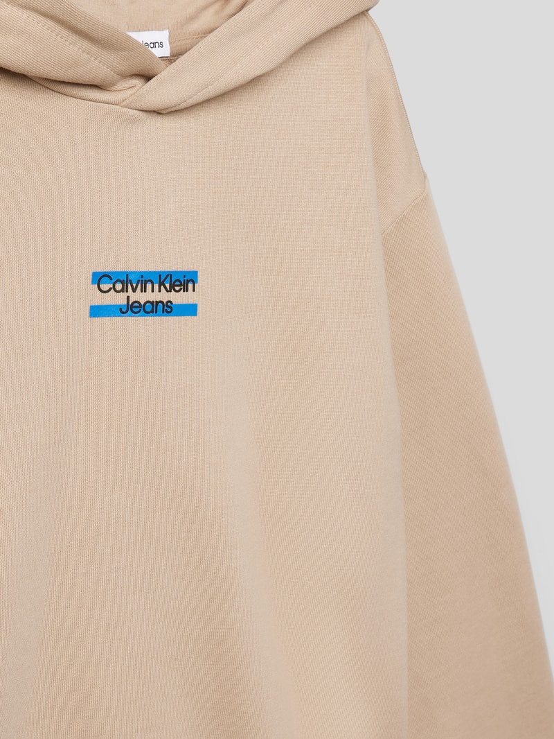 Hoodie mit Label-Details in sand