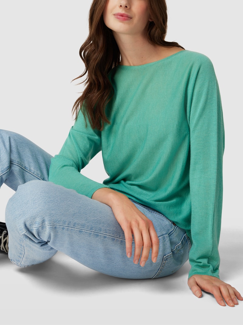 Kaschmir Longsleeve mit Rundhalsausschnitt in grün
