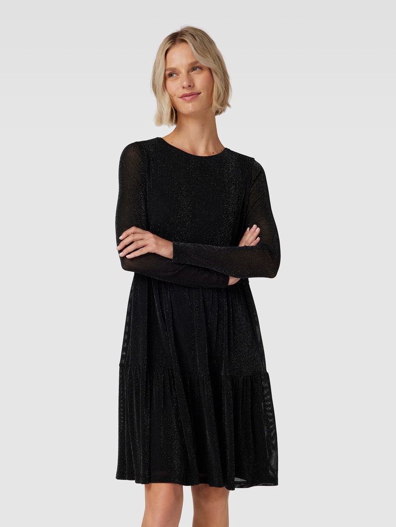 Minikleid im Stufenlook mit Rundhalsausschnitt in schwarz