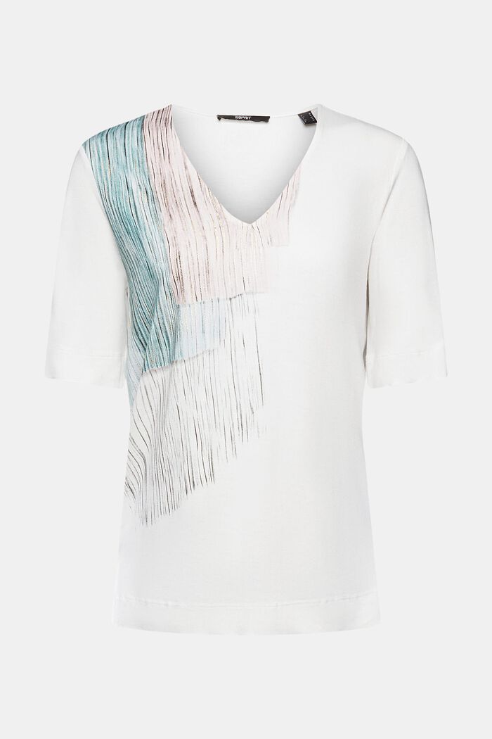 V-T-Shirt mit Metallic-Print aus Viskose