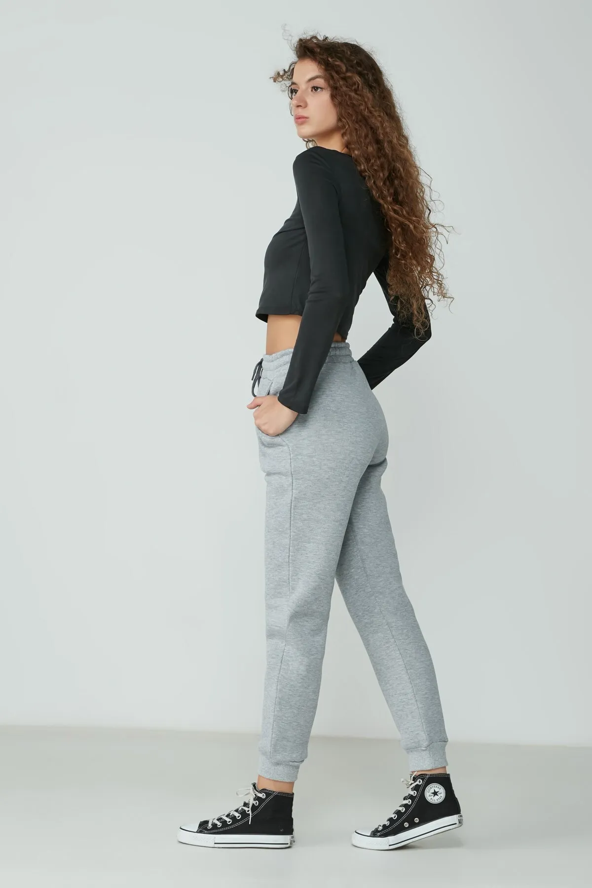 C&City  Jogginghose mit Bündchen am Bein, 903 Grau
