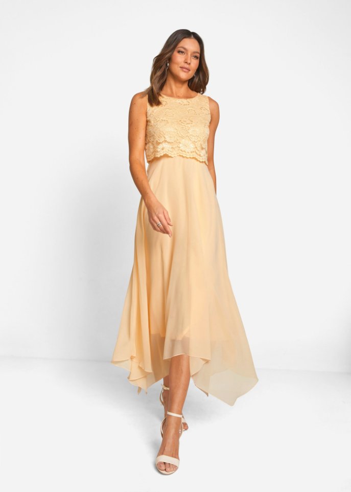 Premium Chiffonkleid mit Spitze