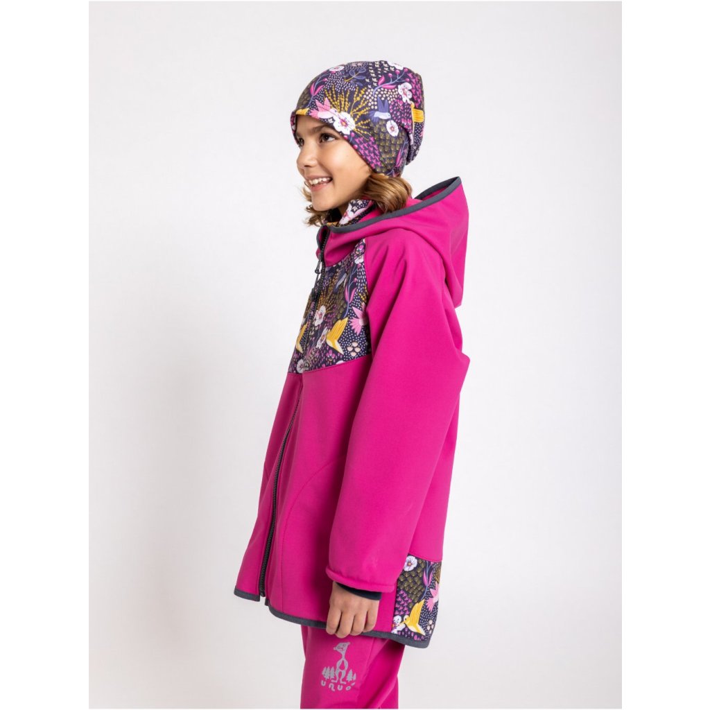 Unuo Kinder-Softshelljacke mit Fleece Kolibri Fuchsia
