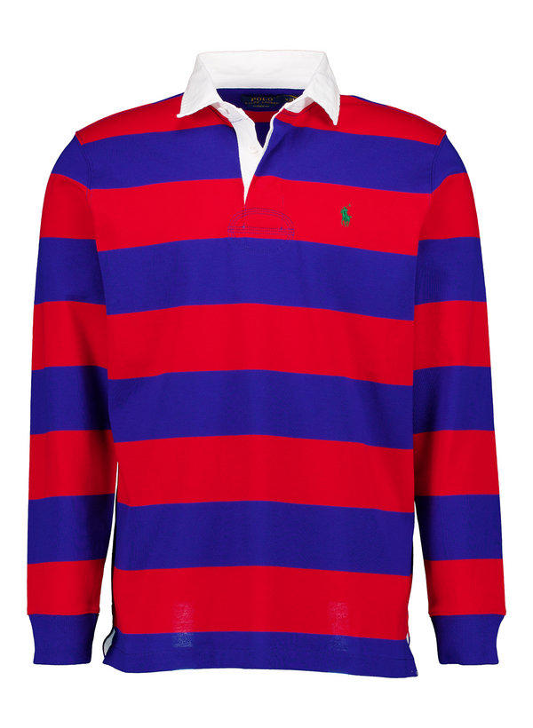 Polo Ralph Lauren, Rugby-Shirt, Baumwolle, rot-kobaltblau gestreift