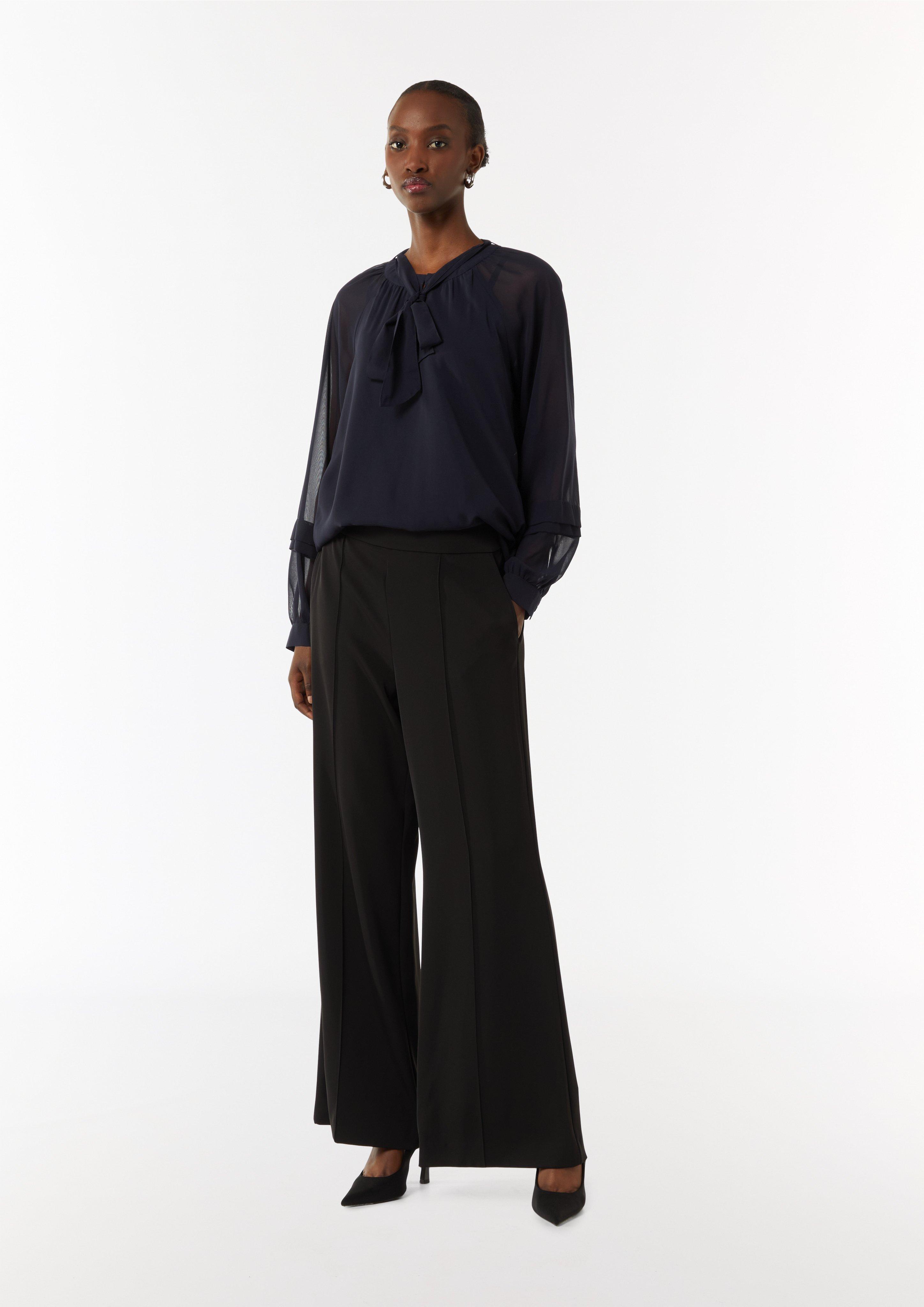Gemusterte Schluppenbluse aus Chiffon - navy