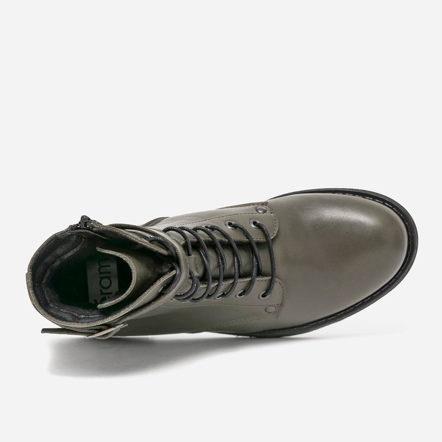 Bottine kaki en cuir