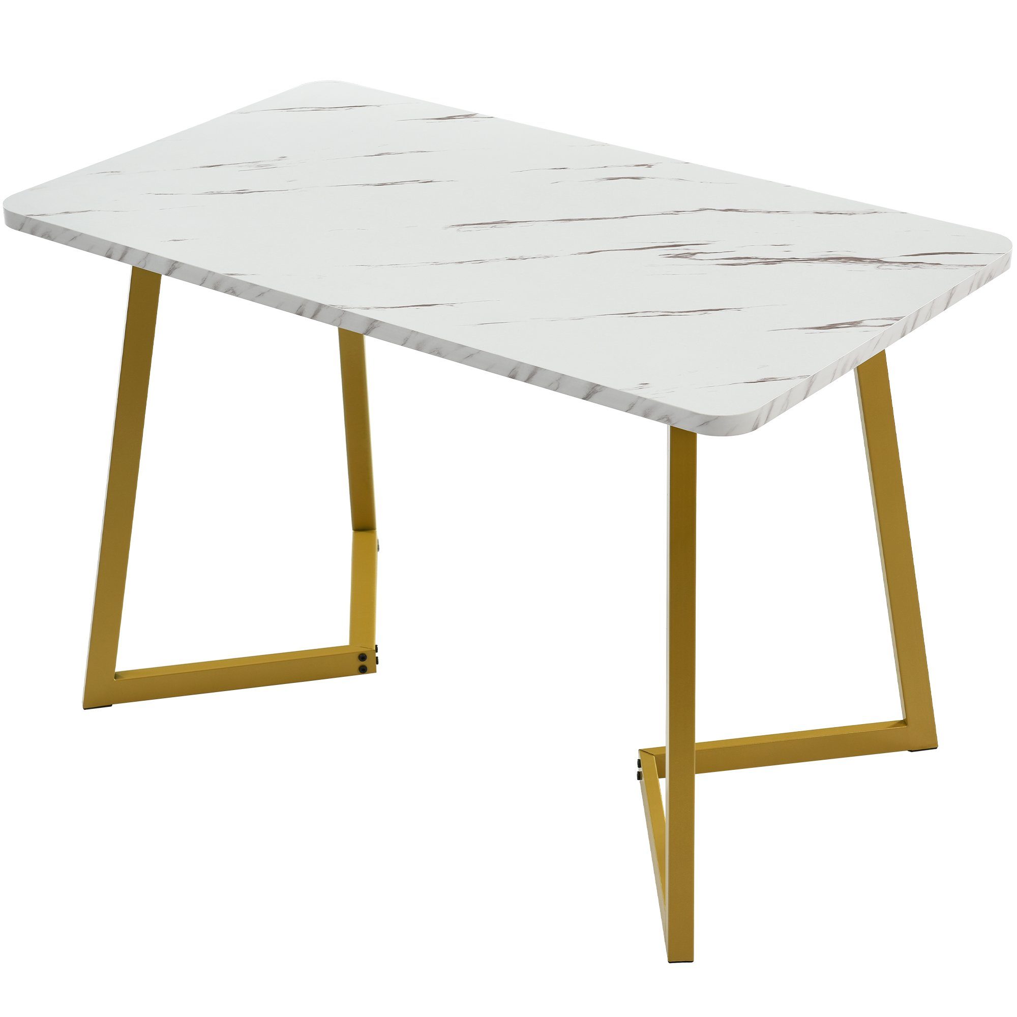 OKWISH Essgruppe Küchentisch Set Esszimmerstuhl Samt Küchenstuhl 117cm, Esstisch 117*68*75cm mit 4er Set Samt Esszimmerstuhl