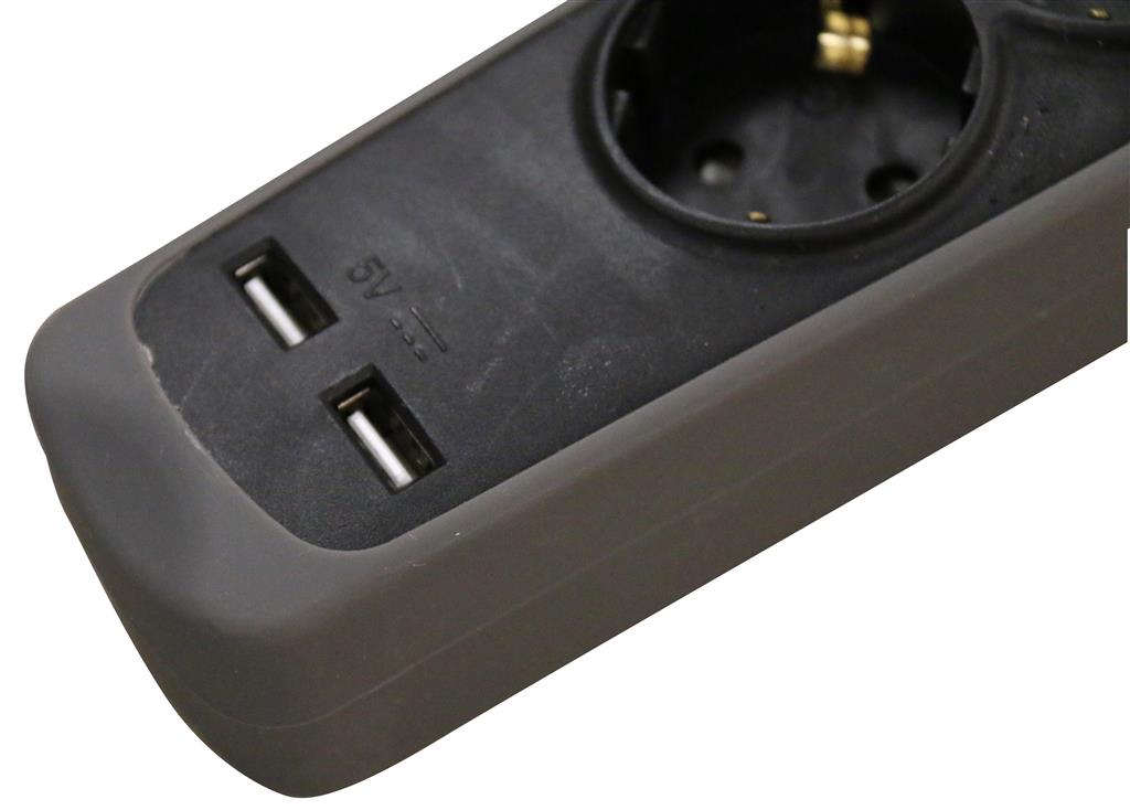 Relectric RELEC492237 продужна трака 1,5 м, 5-крака, 2x USB