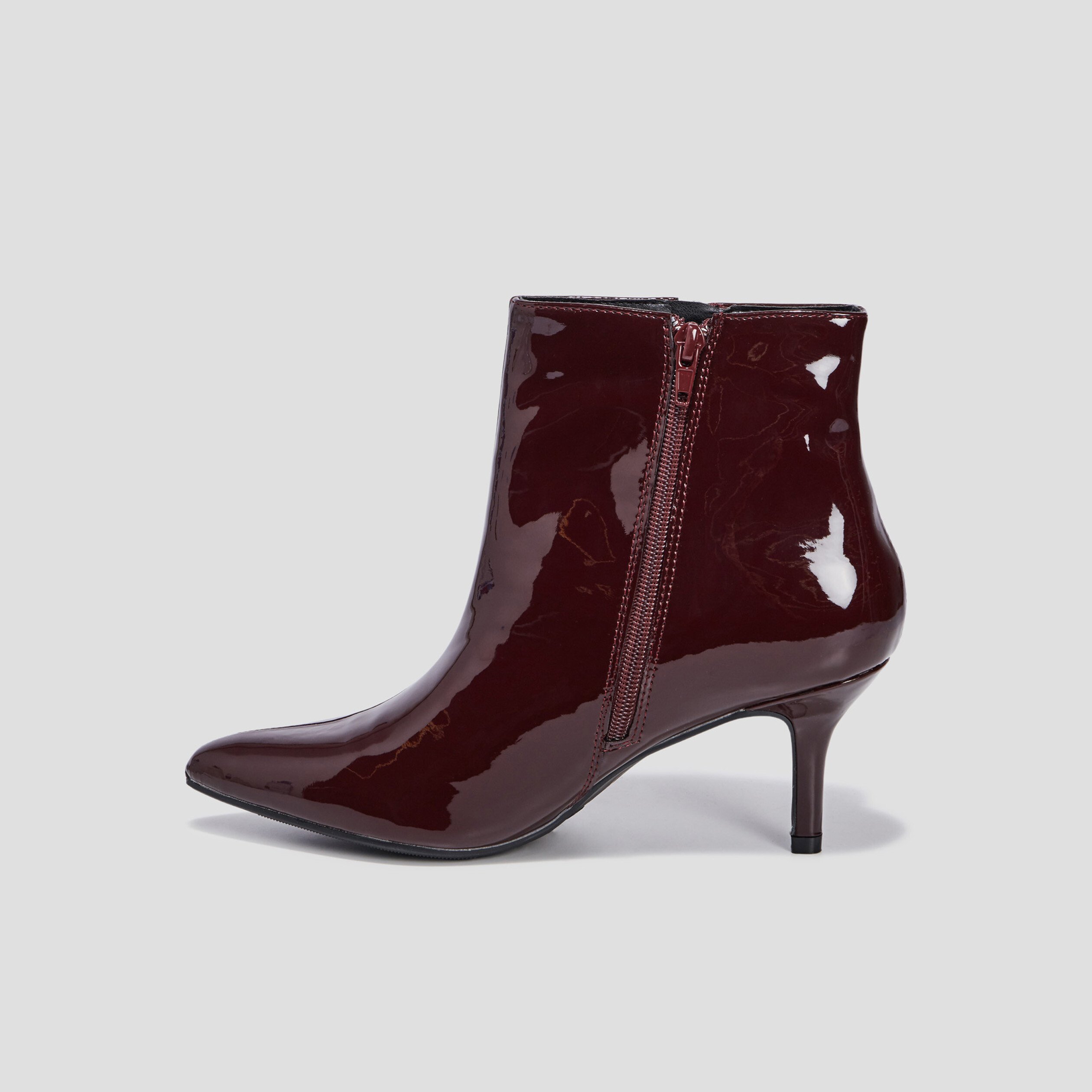 Bottines vernies à talons bordeaux femme | La Halle