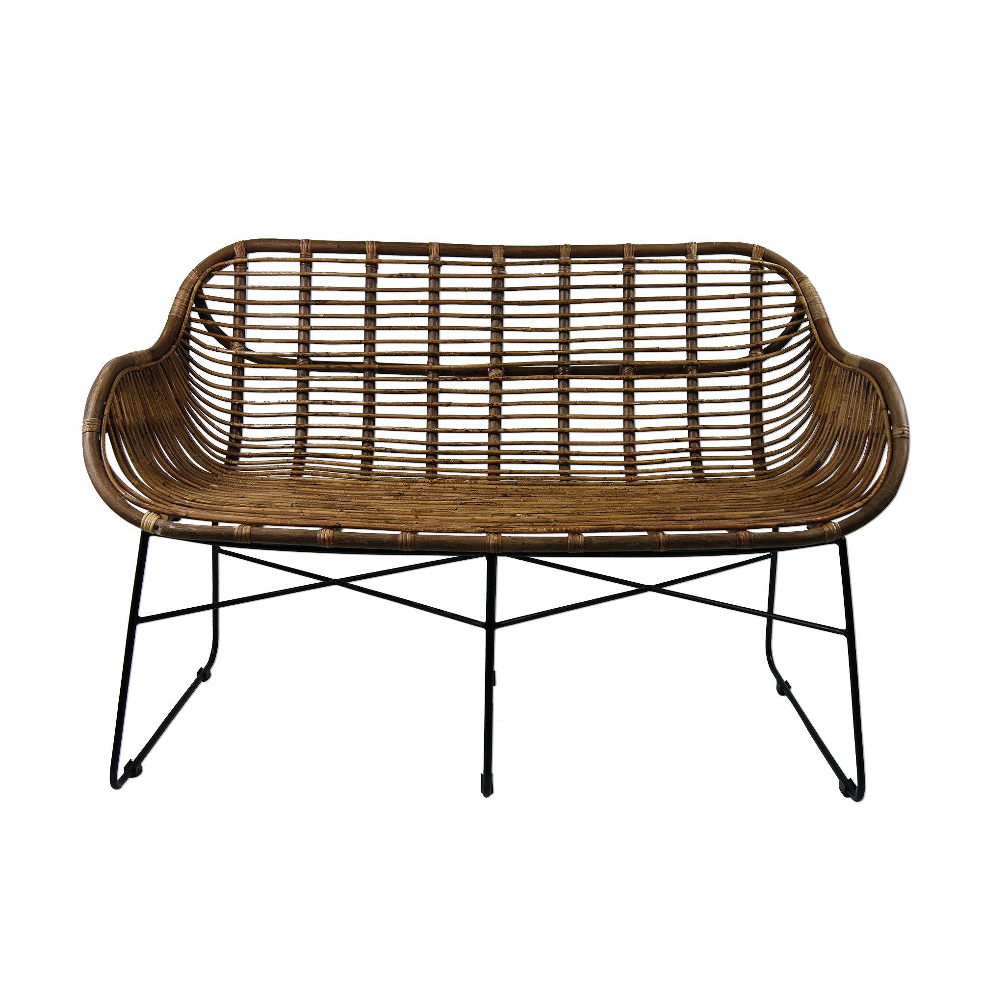 animal-design Rattanstuhl, Rattansofa VENUS Korb-Sofa - braun - Retro 50er Lounge Loft Esszimmer Garten Küche Bistro Balkon Terrasse mit Armlehne