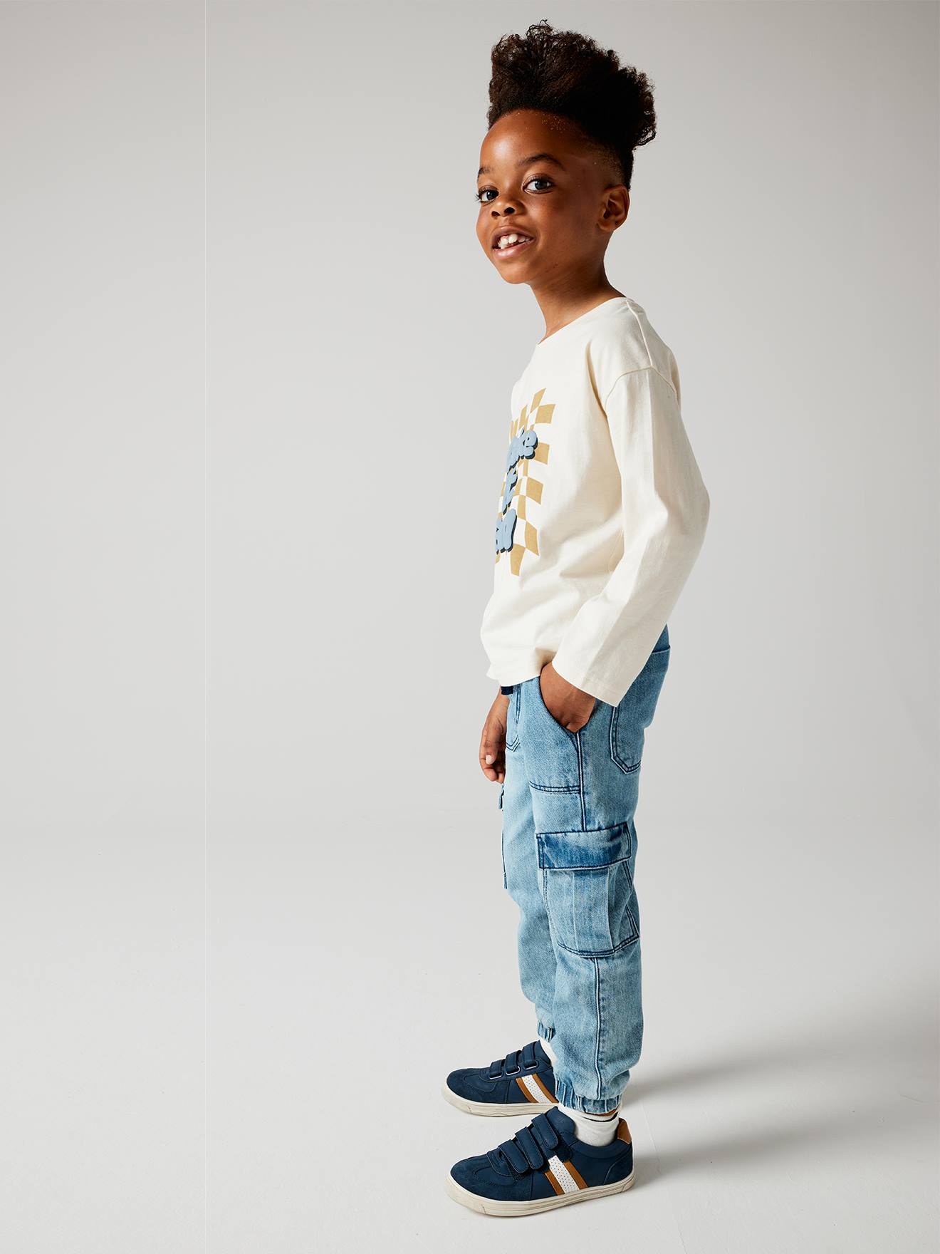 Vertbaudet Jungen Cargo-Jeans mit Dehnbund Oeko-Tex - blue stone
