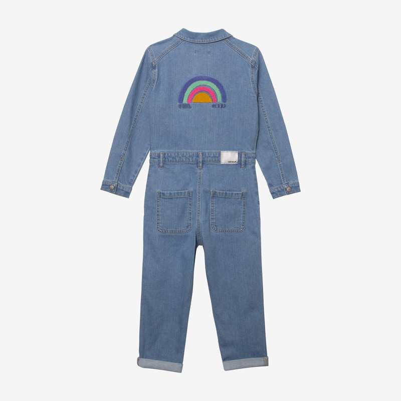 Combinaison jean fille brodée bleu Catimini