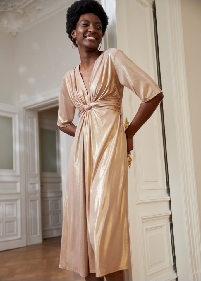 Midikleid mit Metallic-Effekt