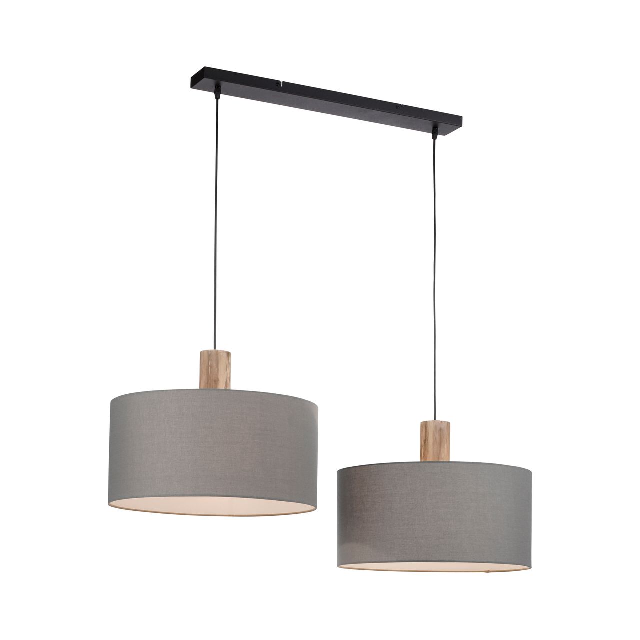JUST LIGHT LeuchtenDirekt Pendelleuchte LINEN, Holzapplikation, natürlicher Materialmix, 2x E27/60W exkl., Innenleuchte, IP20