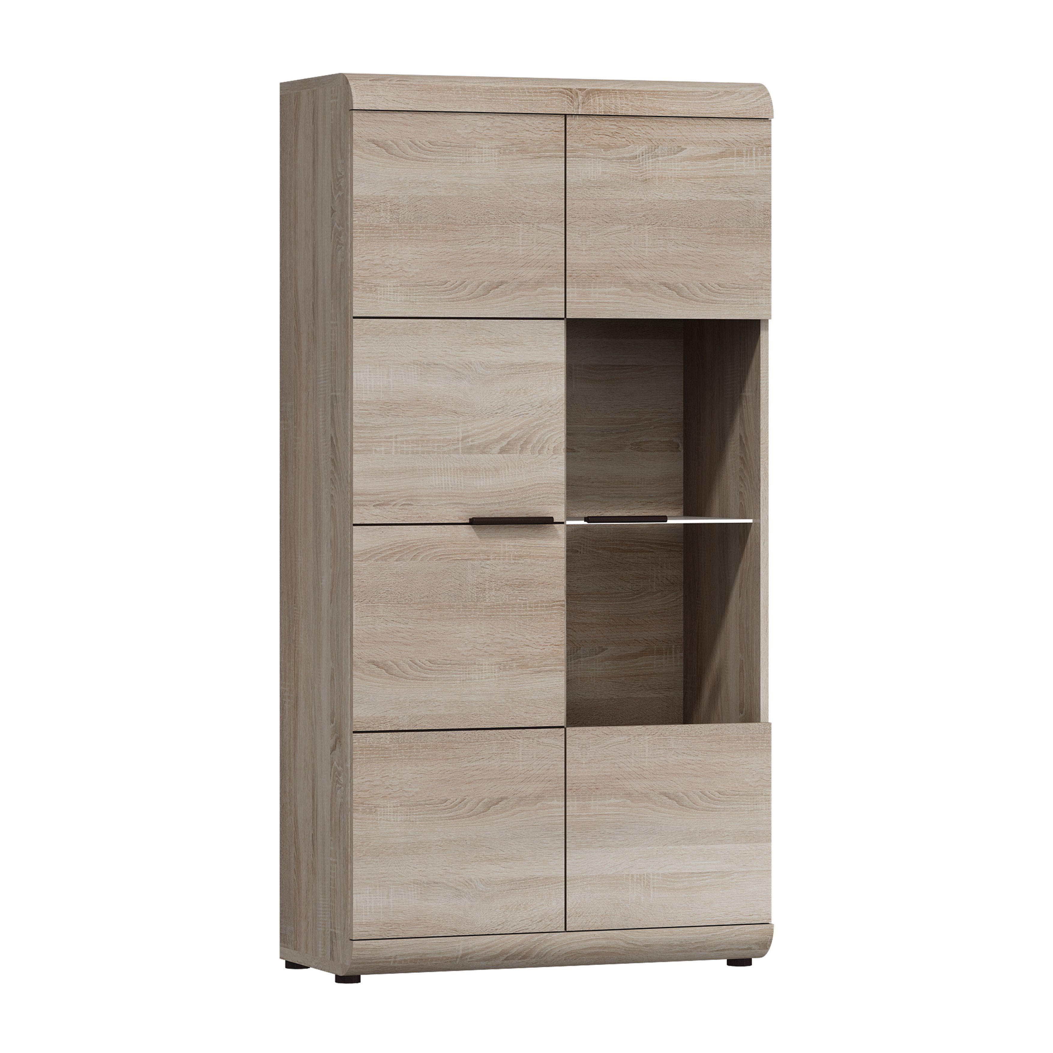 Furnix Wohnwand LIRYA Vitrinen niedrig und hoch, TV-Schrank, Couchtisch und Regal, hochwertig, Gesamt: B228,2 x H49,2 x T40 cm, made in EU