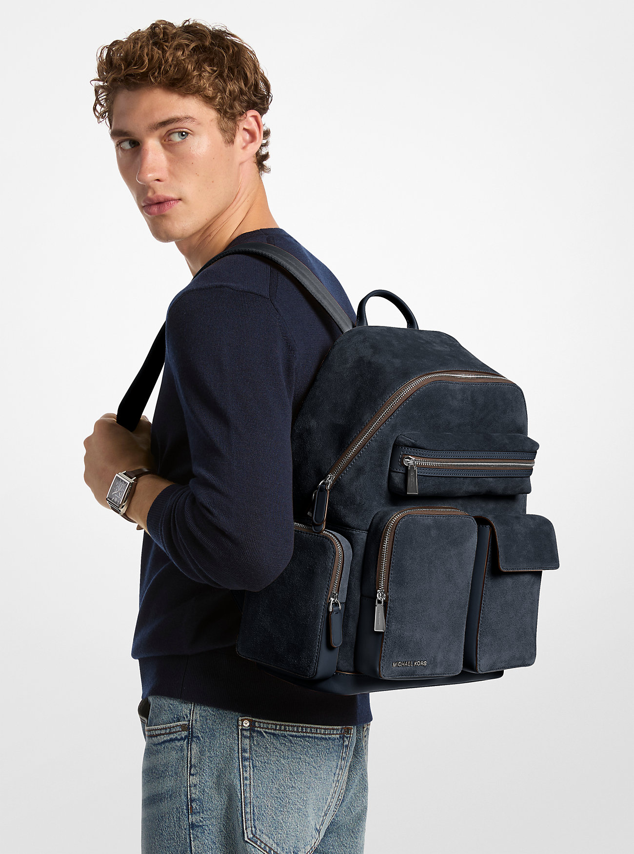 Dakota Medium Suede Cargo Backpack - LIGHT MIDNIGHT