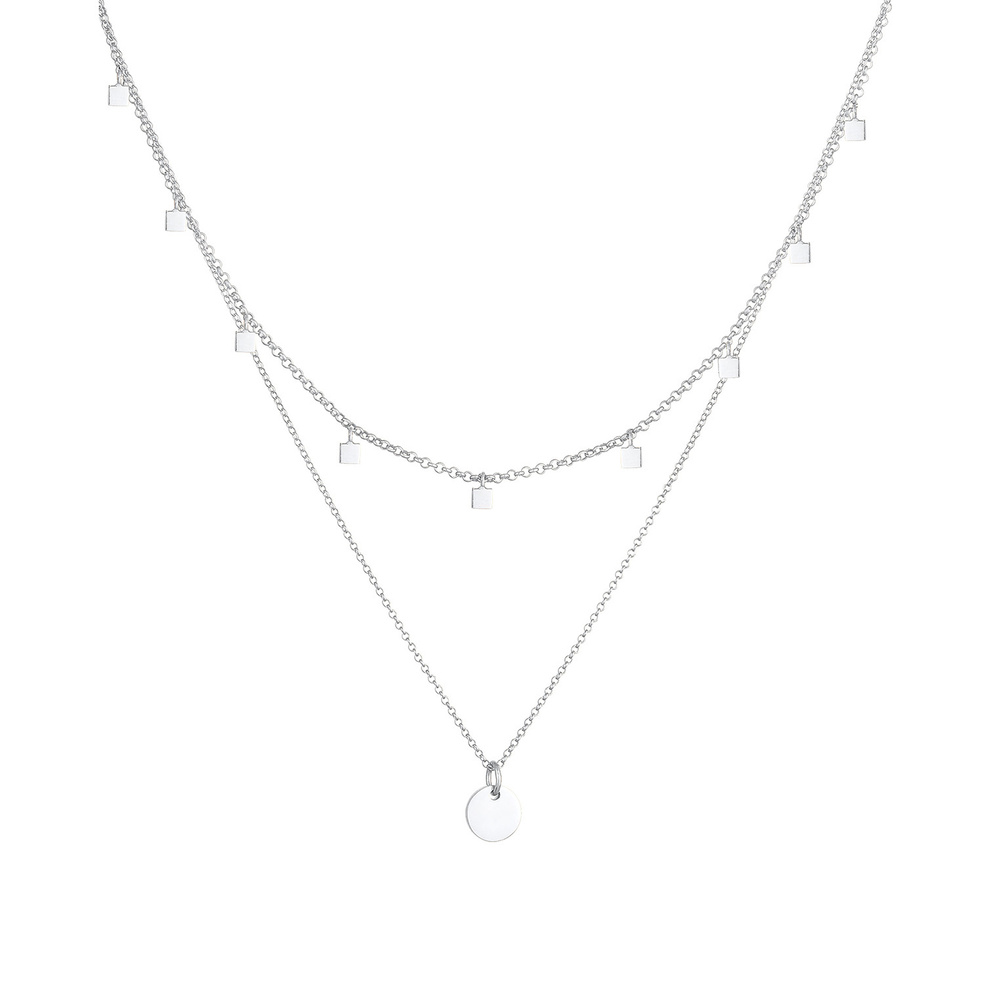 Elli Elli Collier Femmes Ensemble Choker Couches Plaquette Look Géo en Argent Sterling collier