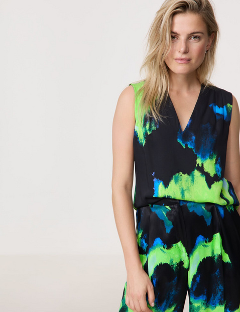 Ärmellose Bluse mit Allover-Print