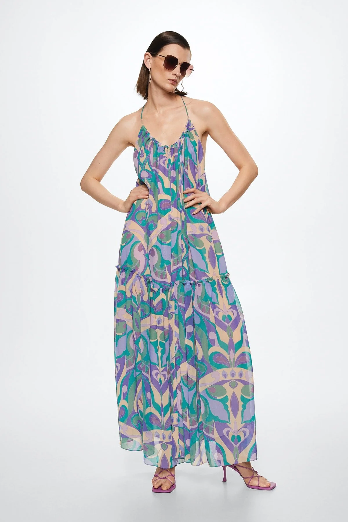 MANGO  Grünes Damenkleid 37021299