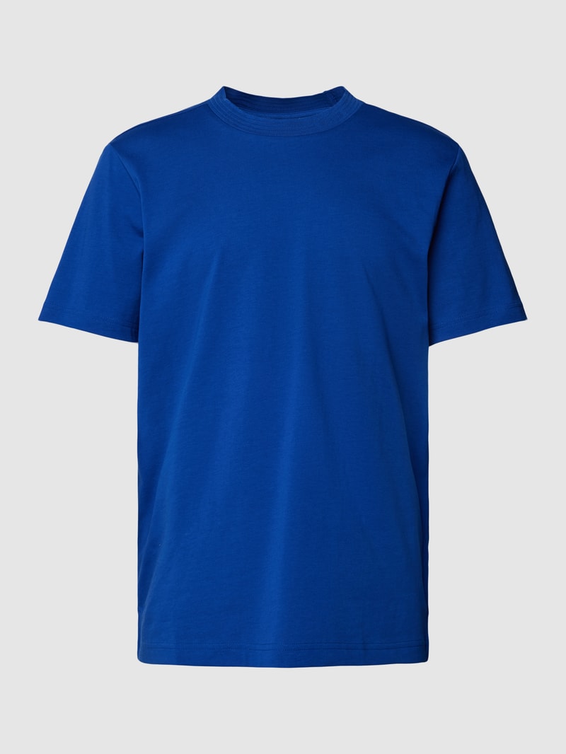 T-Shirt mit geripptem Rundhalsausschnitt in royalblau